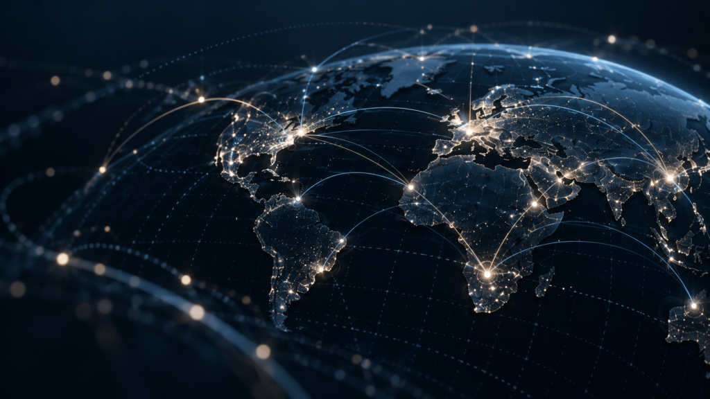 Global financial network illustrating international cross-border payment infrastructure